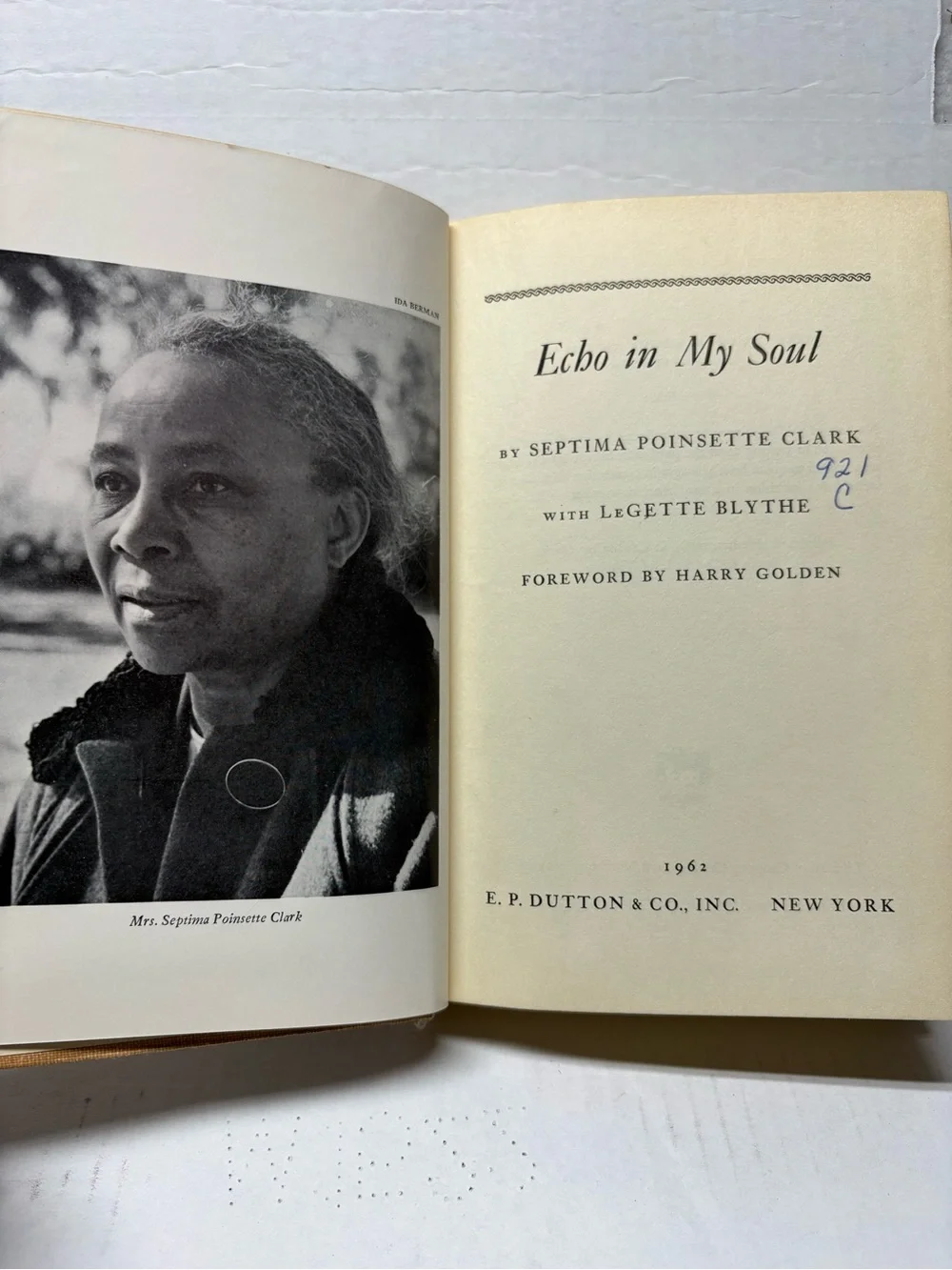 Echo in My Soul ~ SEPTIMA POINSETTE CLARK ~ First Edition 1st 1962 Civil Rights